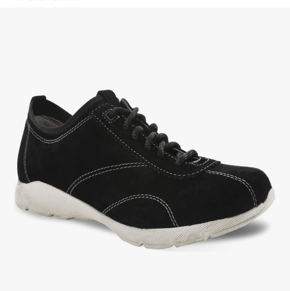 Dansko Audra Black Suede Lace-Up Sneakers